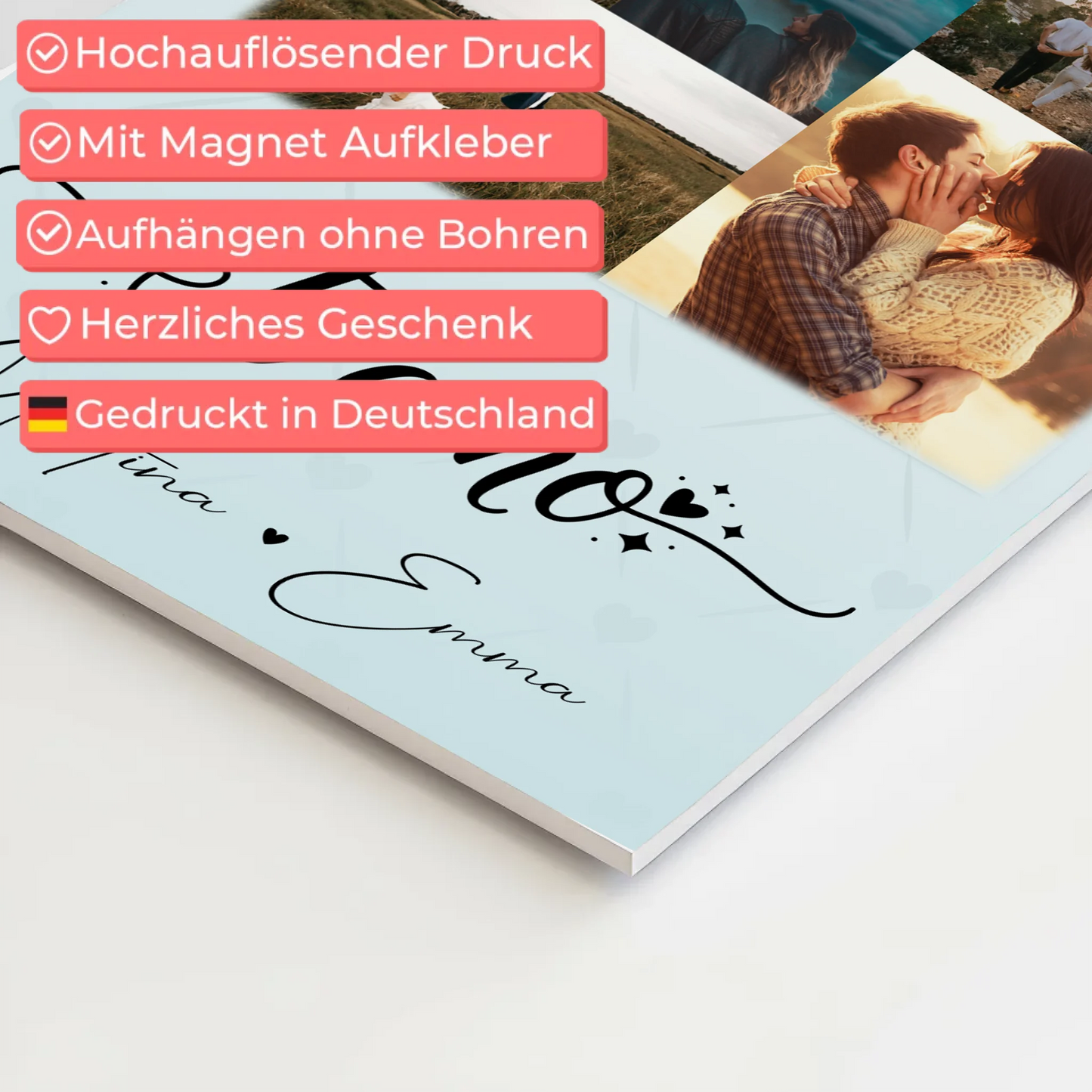 Magnetposter Fotoboard mit 9 Fotos Ti amo Liebe auf Italienisch personalisiertes Geschenk 4