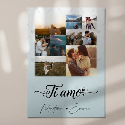 Magnetposter Fotoboard mit 9 Fotos Ti amo Liebe auf Italienisch personalisiertes Geschenk 7