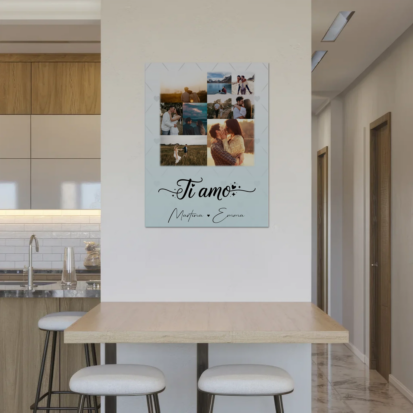 Magnetposter Fotoboard mit 9 Fotos Ti amo Liebe auf Italienisch personalisiertes Geschenk 8