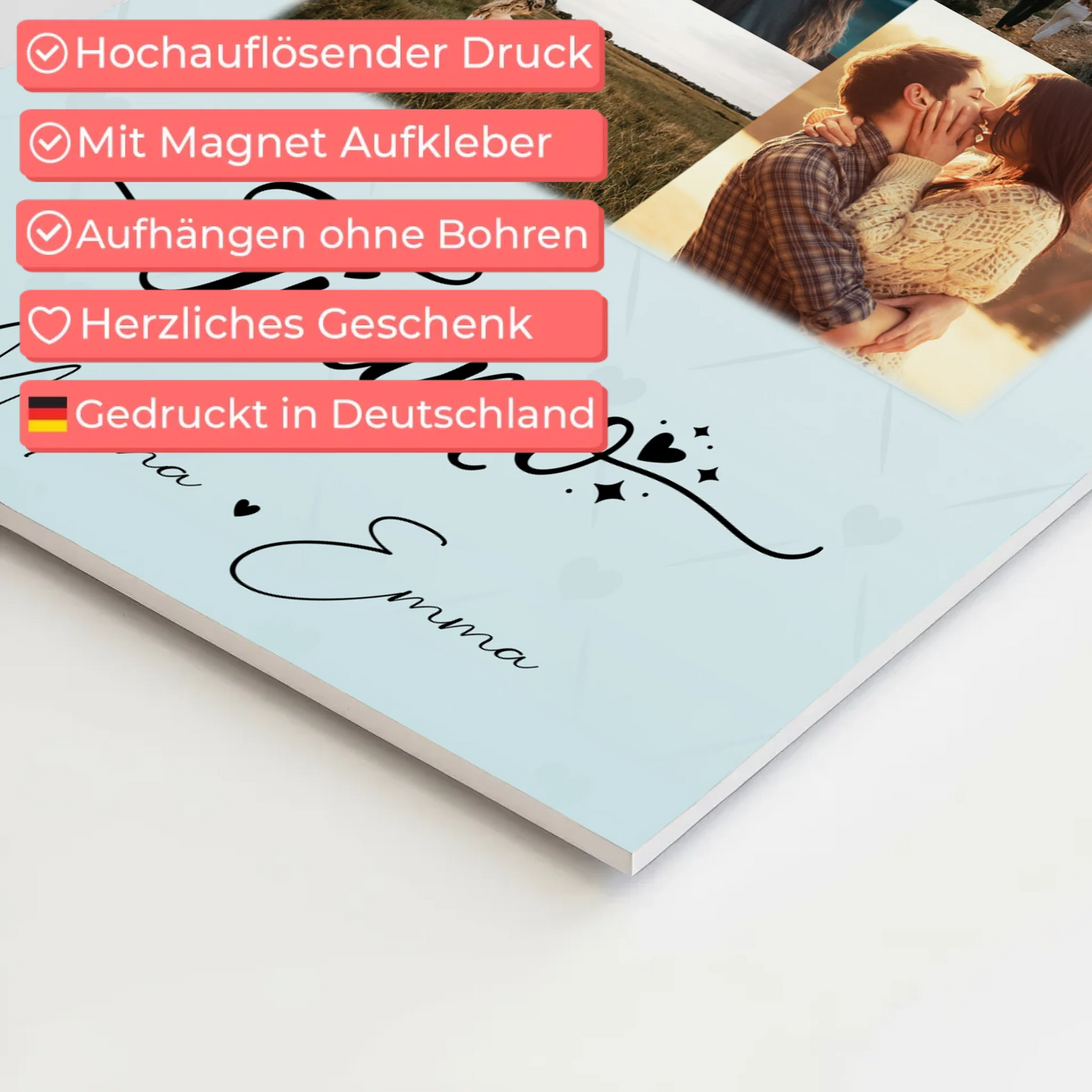 Magnetposter Fotoboard mit 9 Fotos Ti amo Liebe auf Italienisch personalisiertes Geschenk 10