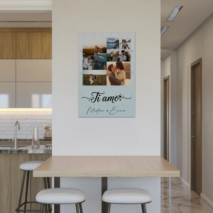 Magnetposter Fotoboard mit 9 Fotos Ti amo Liebe auf Italienisch personalisiertes Geschenk