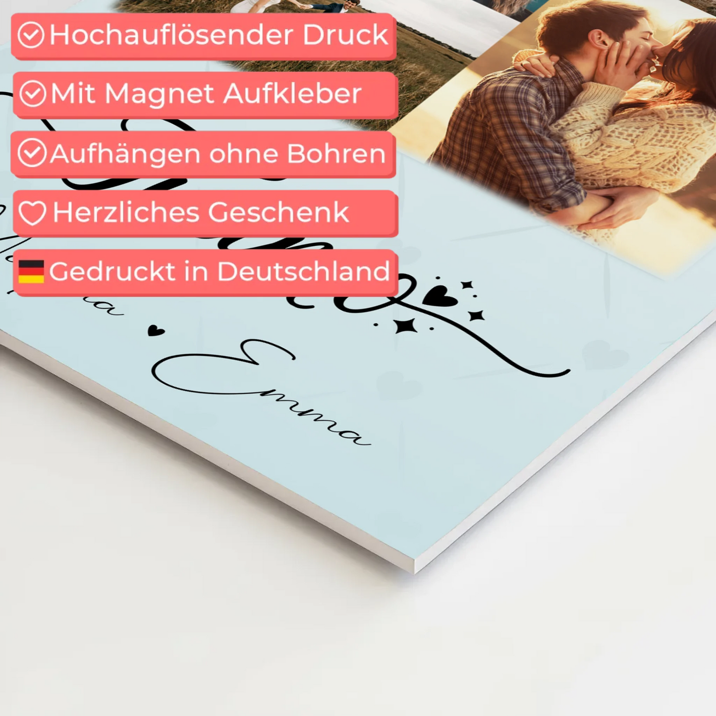 Magnetposter Fotoboard mit 9 Fotos Ti amo Liebe auf Italienisch personalisiertes Geschenk