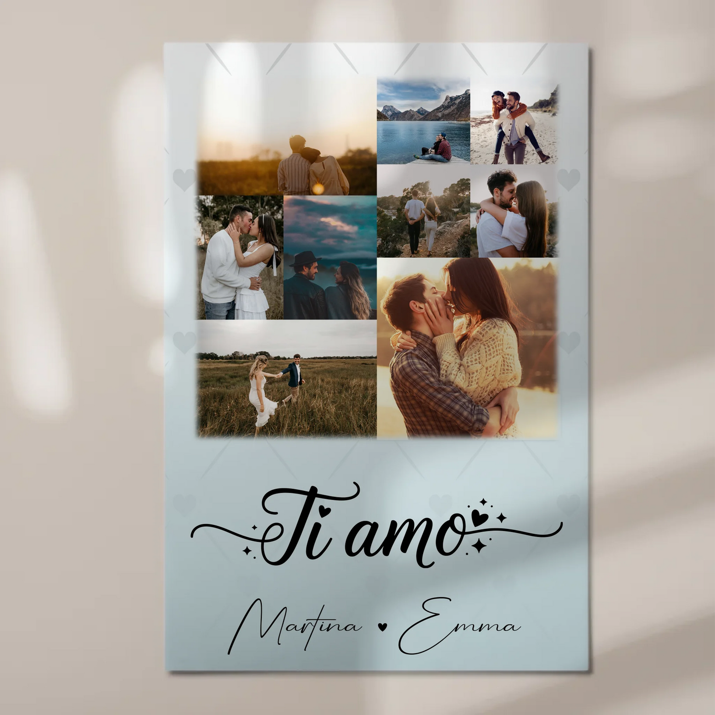 Magnetposter Fotoboard mit 9 Fotos Ti amo Liebe auf Italienisch personalisiertes Geschenk