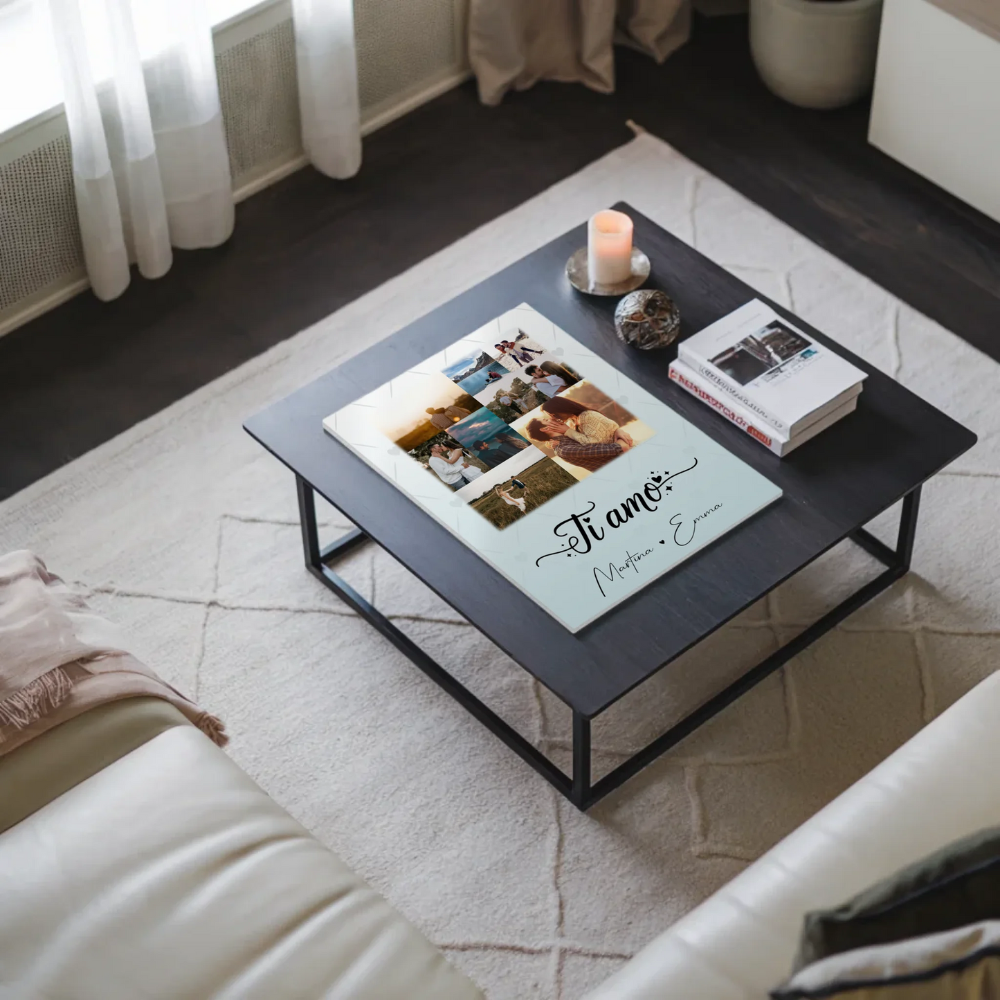 Magnetposter Fotoboard mit 9 Fotos Ti amo Liebe auf Italienisch personalisiertes Geschenk