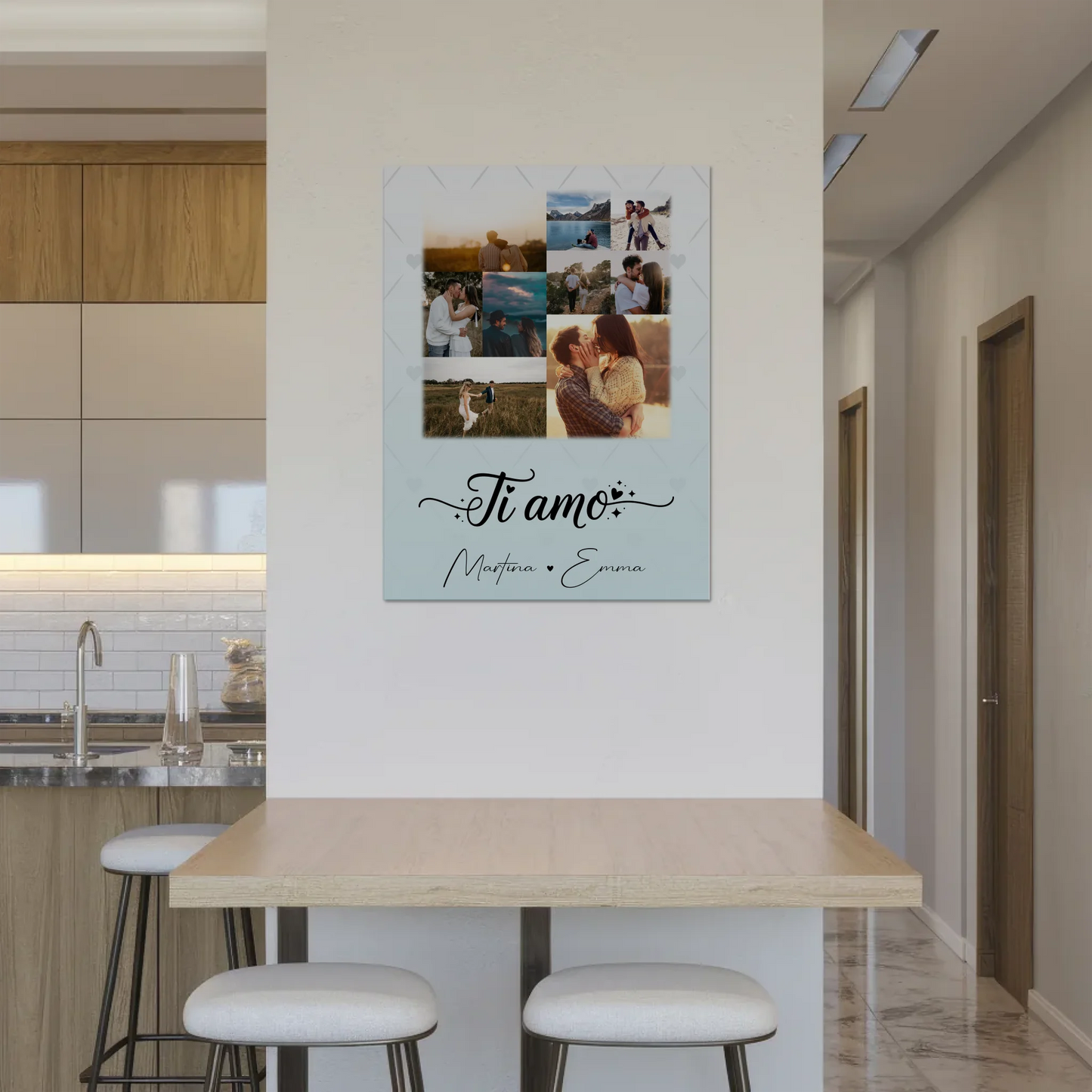 Magnetposter Fotoboard mit 9 Fotos Ti amo Liebe auf Italienisch personalisiertes Geschenk