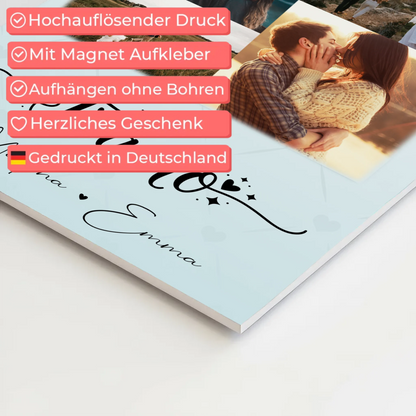 Magnetposter Fotoboard mit 9 Fotos Ti amo Liebe auf Italienisch personalisiertes Geschenk