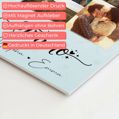 Magnetposter Fotoboard mit 9 Fotos Ti amo Liebe auf Italienisch personalisiertes Geschenk