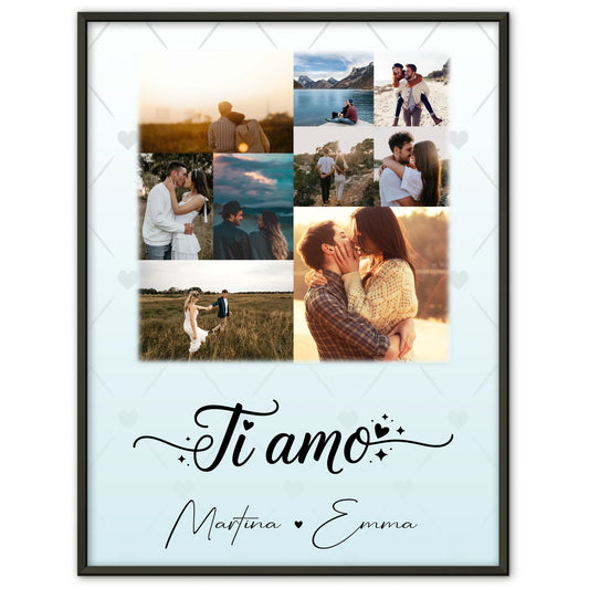Pärchen Poster Personalisiert mit 9 Fotos als Liebesbeweis Ti amo Liebe auf Italienisch
