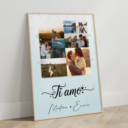 Pärchen Poster Personalisiert mit 9 Fotos als Liebesbeweis Ti amo Liebe auf Italienisch