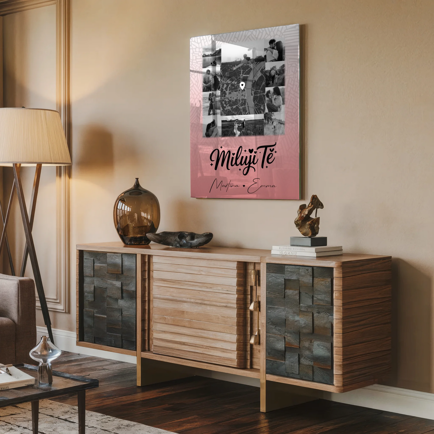 Acrylglas Mit Foto 10 Fotos und Karte in der Mitte Miluji tě Liebe auf Tschechisch