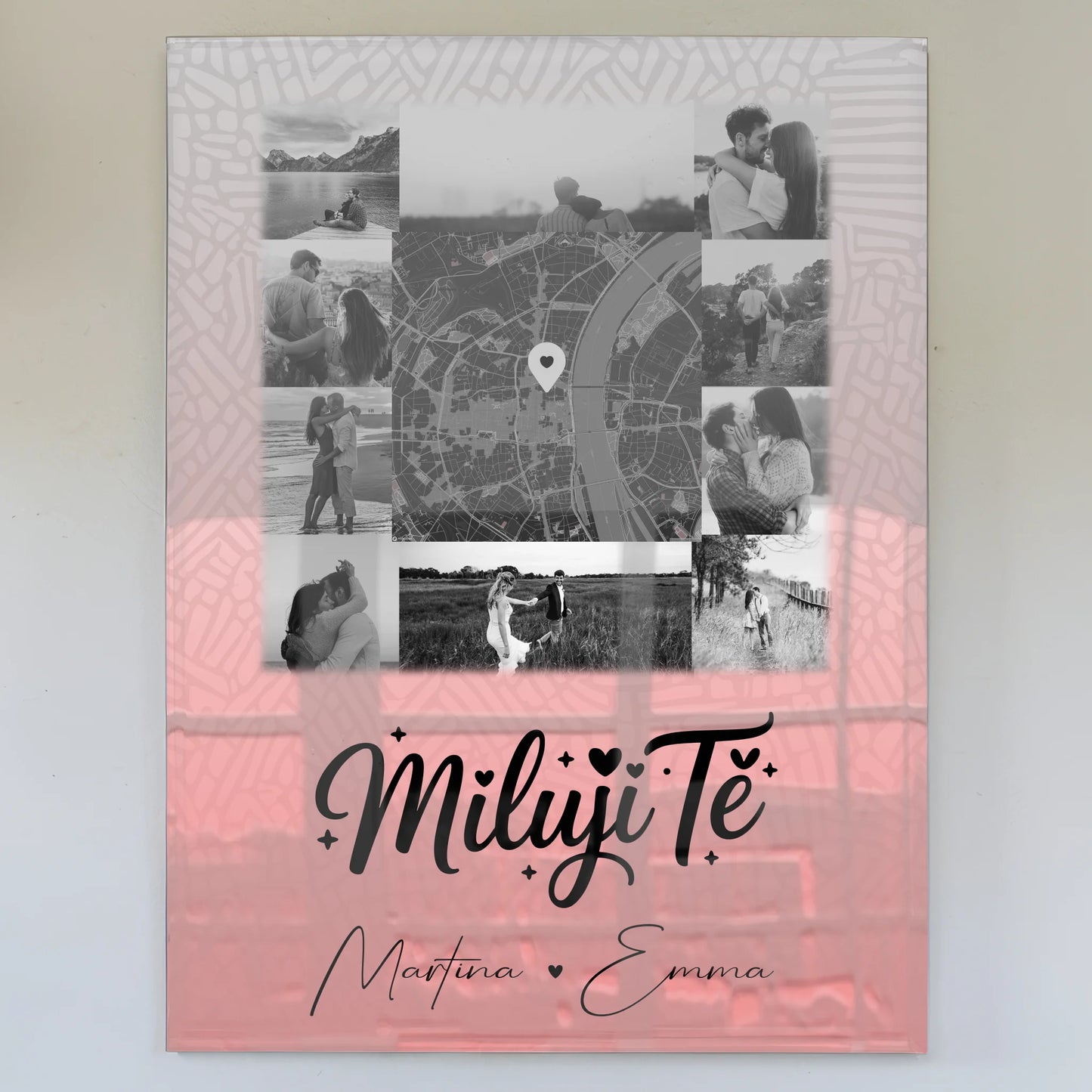 Acrylglas Mit Foto 10 Fotos und Karte in der Mitte Miluji tě Liebe auf Tschechisch