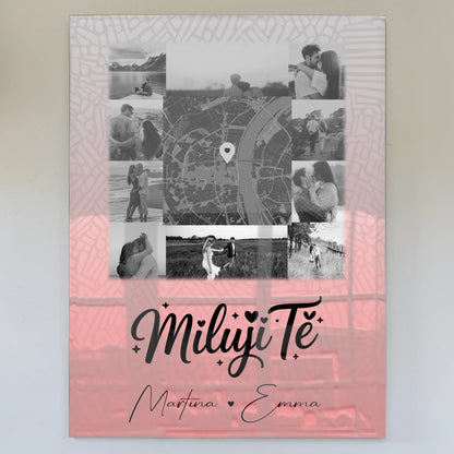 Acrylglas Mit Foto 10 Fotos und Karte in der Mitte Miluji tě Liebe auf Tschechisch