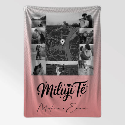 Personalisierte Kuscheldecke Mit Namen 10 Fotos und Karte in der Mitte Miluji tě Liebe auf Tschechisch 7