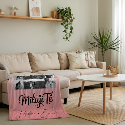 Personalisierte Kuscheldecke Mit Namen 10 Fotos und Karte in der Mitte Miluji tě Liebe auf Tschechisch 4