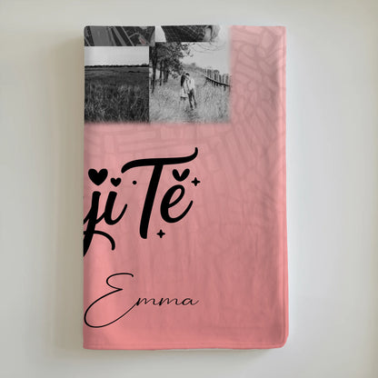 Personalisierte Kuscheldecke Mit Namen 10 Fotos und Karte in der Mitte Miluji tě Liebe auf Tschechisch 6
