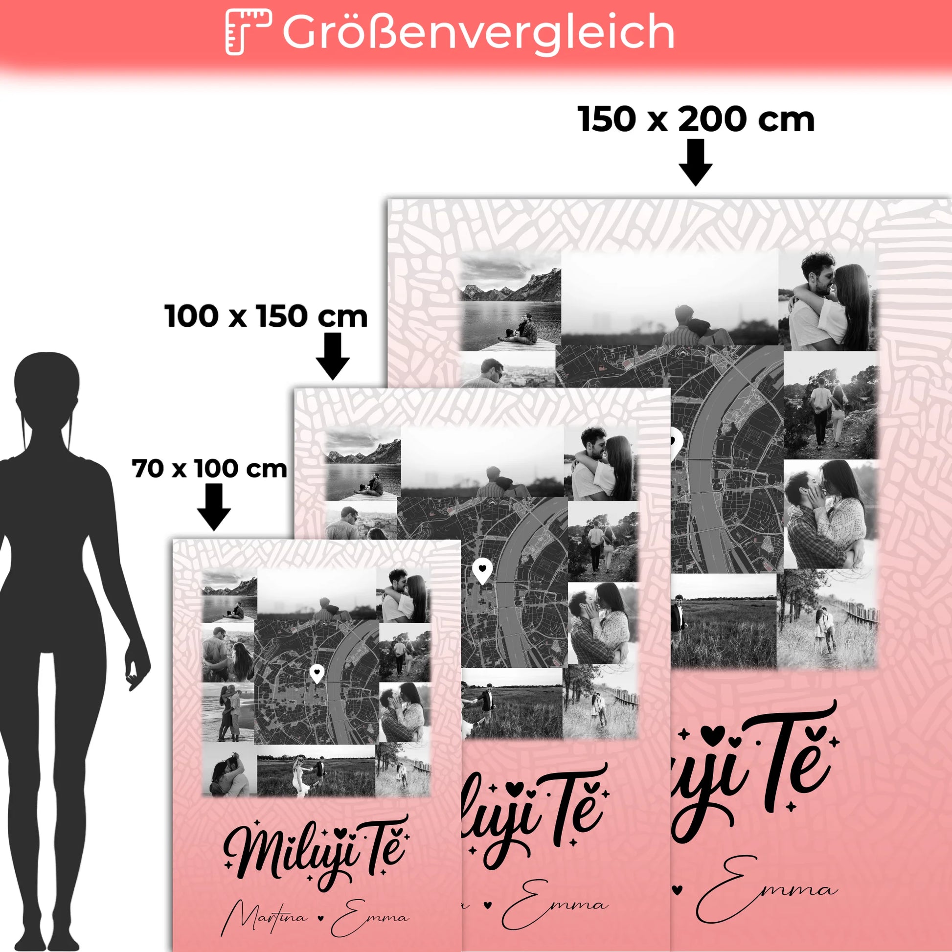 Personalisierte Kuscheldecke Mit Namen 10 Fotos und Karte in der Mitte Miluji tě Liebe auf Tschechisch 5