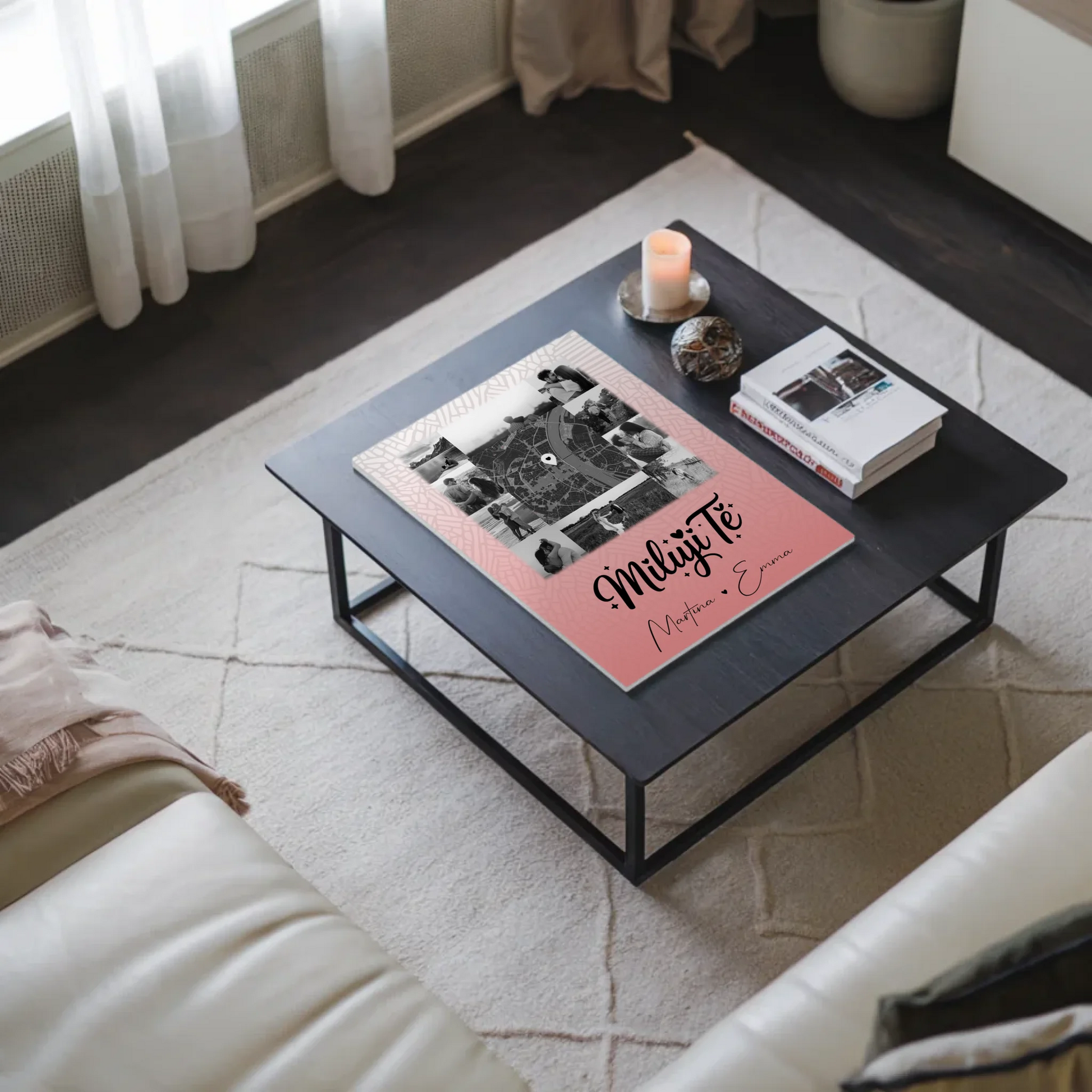 Personalisierbares Fotoboard Poster Magnetisch mit 10 Fotos und Karte in der Mitte Miluji tě Liebe auf Tschechisch 9
