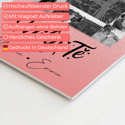 Personalisierbares Fotoboard Poster Magnetisch mit 10 Fotos und Karte in der Mitte Miluji tě Liebe auf Tschechisch 10