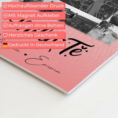 Personalisierbares Fotoboard Poster Magnetisch mit 10 Fotos und Karte in der Mitte Miluji tě Liebe auf Tschechisch