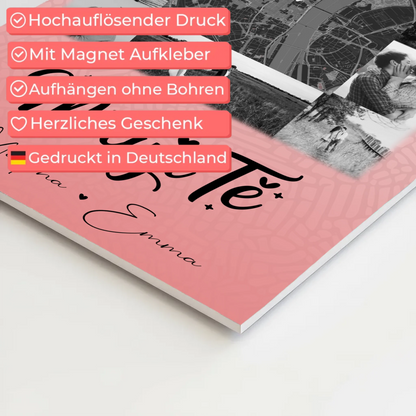 Personalisierbares Fotoboard Poster Magnetisch mit 10 Fotos und Karte in der Mitte Miluji tě Liebe auf Tschechisch