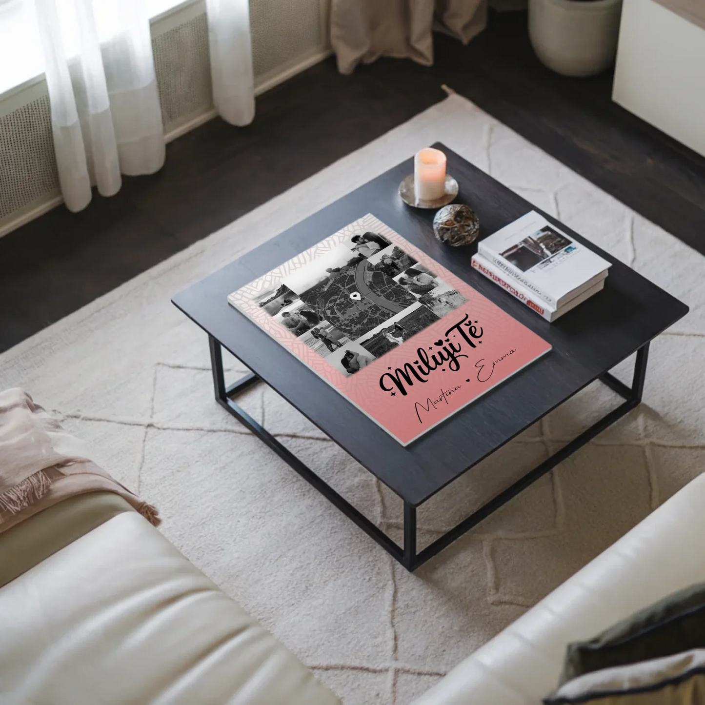 Personalisierbares Fotoboard Poster Magnetisch mit 10 Fotos und Karte in der Mitte Miluji tě Liebe auf Tschechisch