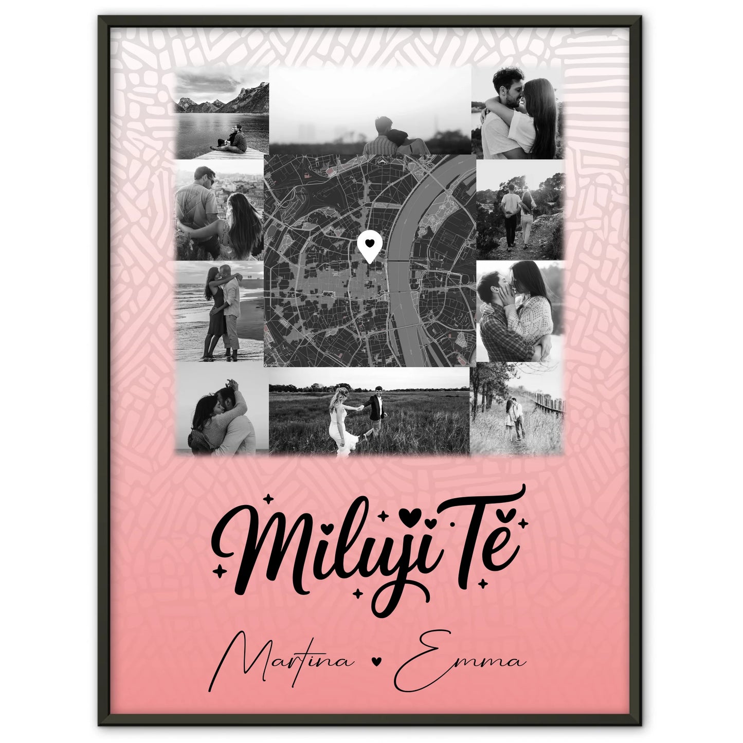 Pärchen Poster Personalisiert 10 Fotos Karte Mitte Miluji tě Liebe auf Tschechisch