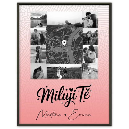 Pärchen Poster Personalisiert 10 Fotos Karte Mitte Miluji tě Liebe auf Tschechisch