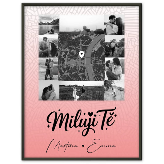 Pärchen Poster Personalisiert 10 Fotos Karte Mitte Miluji tě Liebe auf Tschechisch