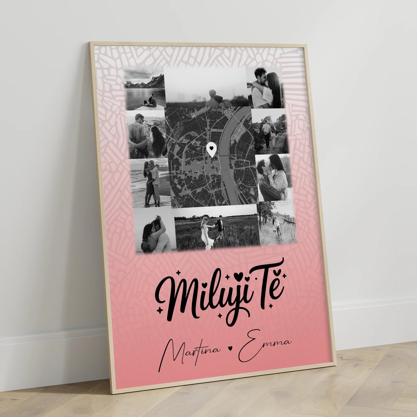 Pärchen Poster Personalisiert 10 Fotos Karte Mitte Miluji tě Liebe auf Tschechisch