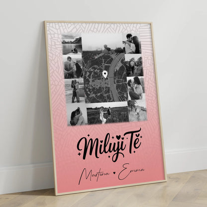 Pärchen Poster Personalisiert 10 Fotos Karte Mitte Miluji tě Liebe auf Tschechisch