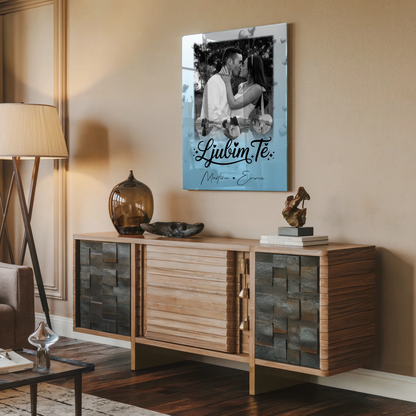 Acrylglas Mit Foto 1 Foto und 3 Kleine Herz Fotos Ljubim te Liebe auf Slowenisch