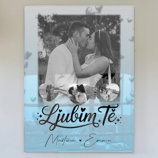 Acrylglas Mit Foto 1 Foto und 3 Kleine Herz Fotos Ljubim te Liebe auf Slowenisch