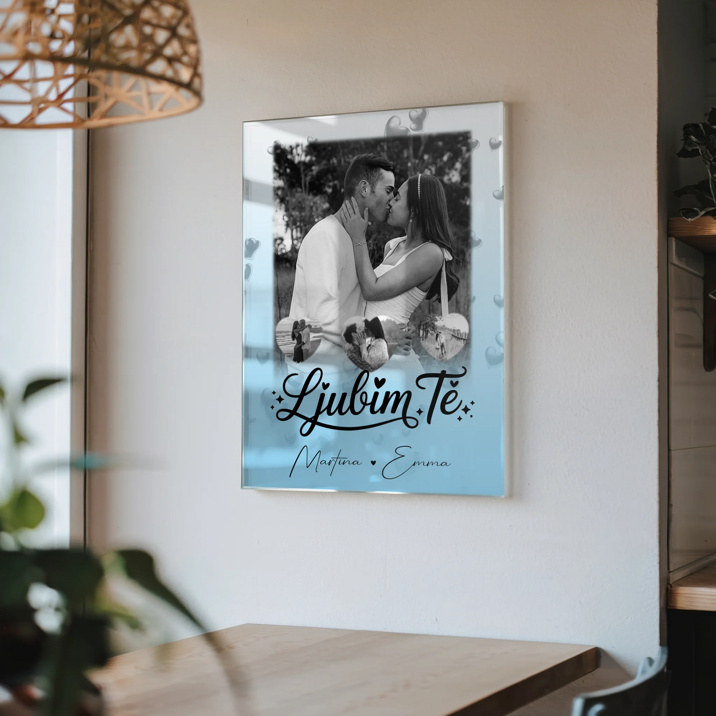 Acrylglas Mit Foto 1 Foto und 3 Kleine Herz Fotos Ljubim te Liebe auf Slowenisch