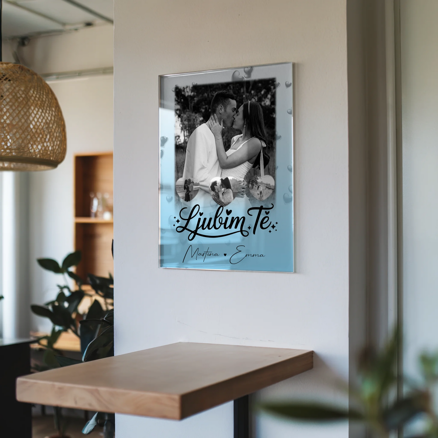 Acrylglas Mit Foto 1 Foto und 3 Kleine Herz Fotos Ljubim te Liebe auf Slowenisch