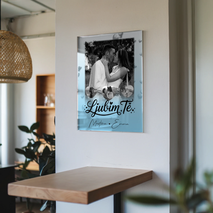Acrylglas Mit Foto 1 Foto und 3 Kleine Herz Fotos Ljubim te Liebe auf Slowenisch