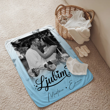 Personalisierte Decke Mit Namen 1 Foto 3 Herz Fotos Ljubim te Liebe auf Slowenisch 2