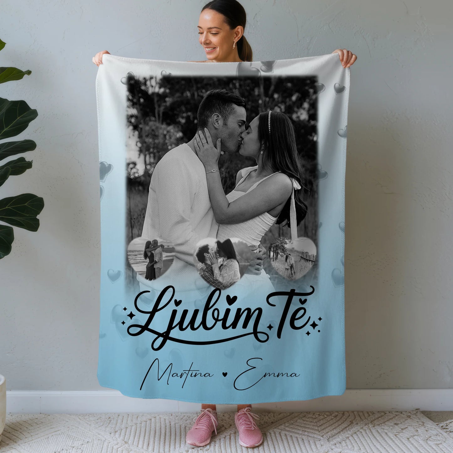 Personalisierte Decke Mit Namen 1 Foto 3 Herz Fotos Ljubim te Liebe auf Slowenisch 1