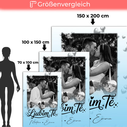 Personalisierte Decke Mit Namen 1 Foto 3 Herz Fotos Ljubim te Liebe auf Slowenisch 5