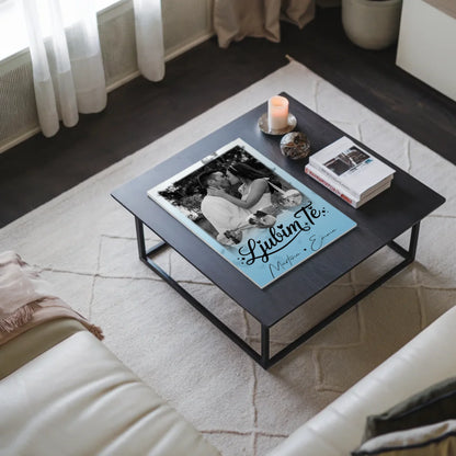Fotoboard Magnet Poster mit 1 Foto und 3 Herz Fotos Ljubim te Liebe auf Slowenisch 3