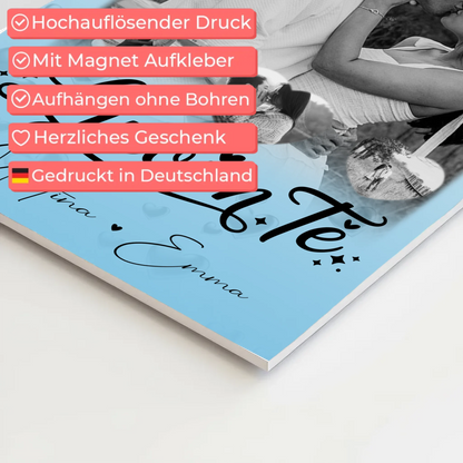 Fotoboard Magnet Poster mit 1 Foto und 3 Herz Fotos Ljubim te Liebe auf Slowenisch 4