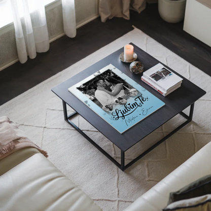 Fotoboard Magnet Poster mit 1 Foto und 3 Herz Fotos Ljubim te Liebe auf Slowenisch 9