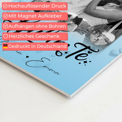 Fotoboard Magnet Poster mit 1 Foto und 3 Herz Fotos Ljubim te Liebe auf Slowenisch 10