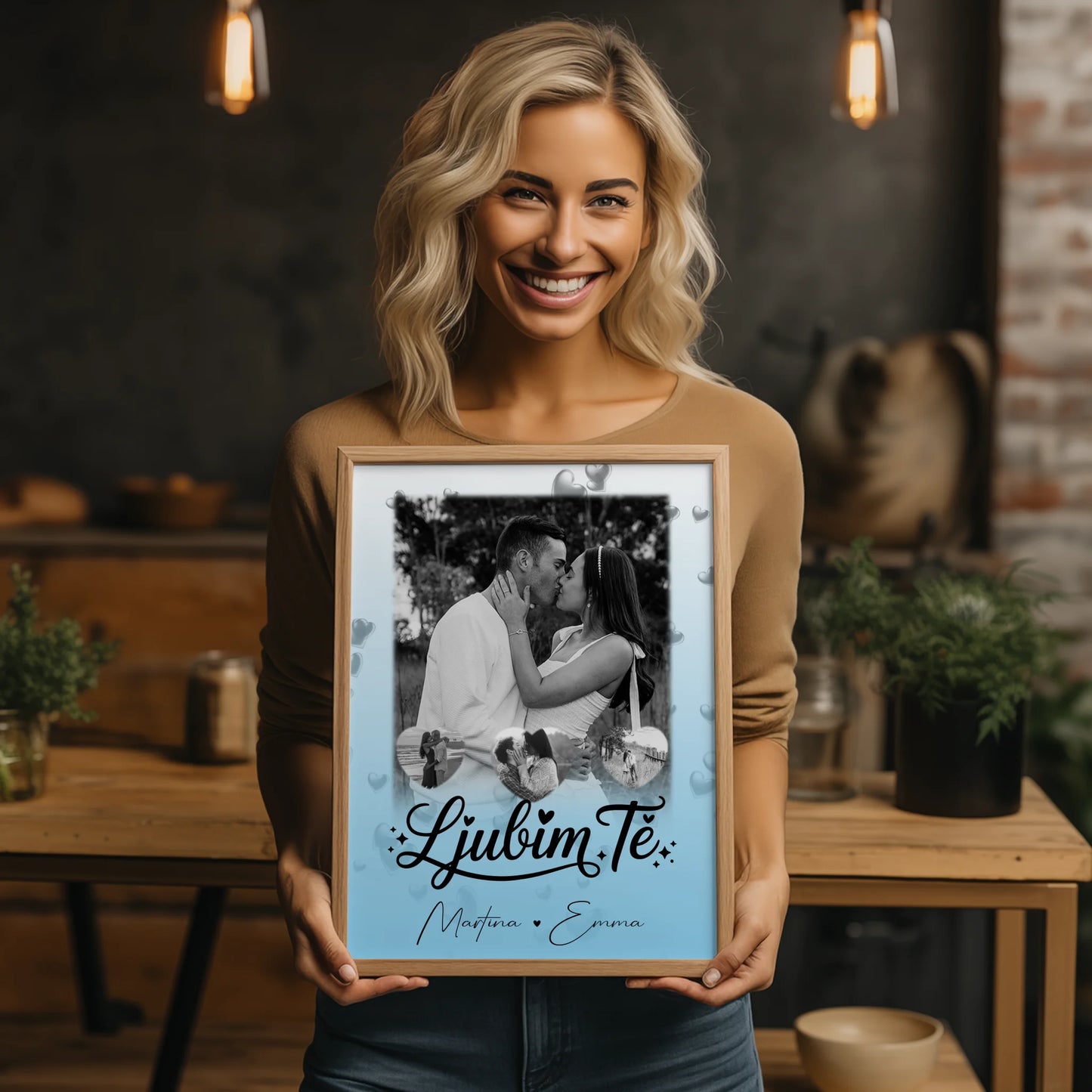 Liebesposter 1 Foto 3 kleine Herzfotos Ljubim te Liebe auf Slowenisch