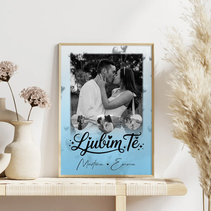 Liebesposter 1 Foto 3 kleine Herzfotos Ljubim te Liebe auf Slowenisch