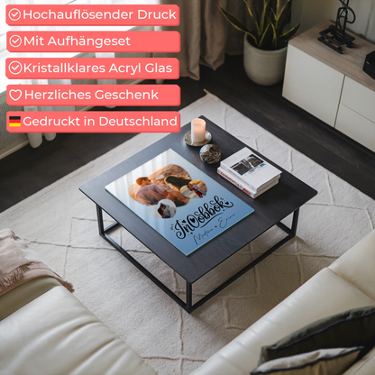 Acrylglas Mit Foto mit 3 Herz Fotos Inħobbok Liebe auf Maltesisch personalisiertes Geschenk