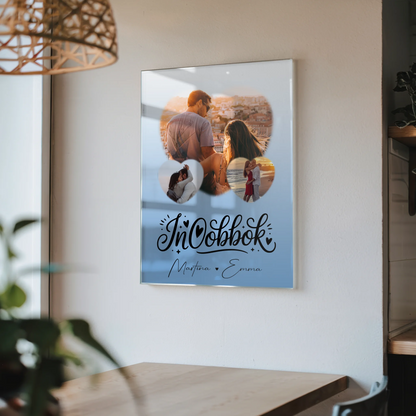 Acrylglas Mit Foto mit 3 Herz Fotos Inħobbok Liebe auf Maltesisch personalisiertes Geschenk