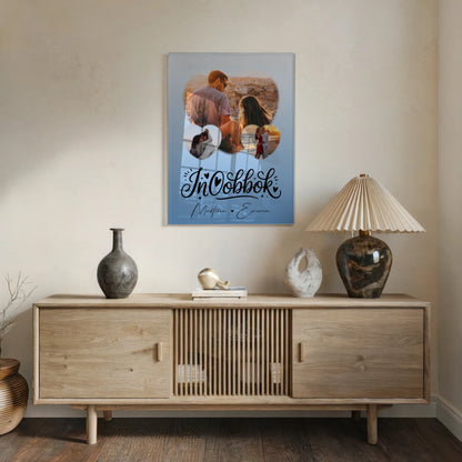 Acrylglas Mit Foto mit 3 Herz Fotos Inħobbok Liebe auf Maltesisch personalisiertes Geschenk