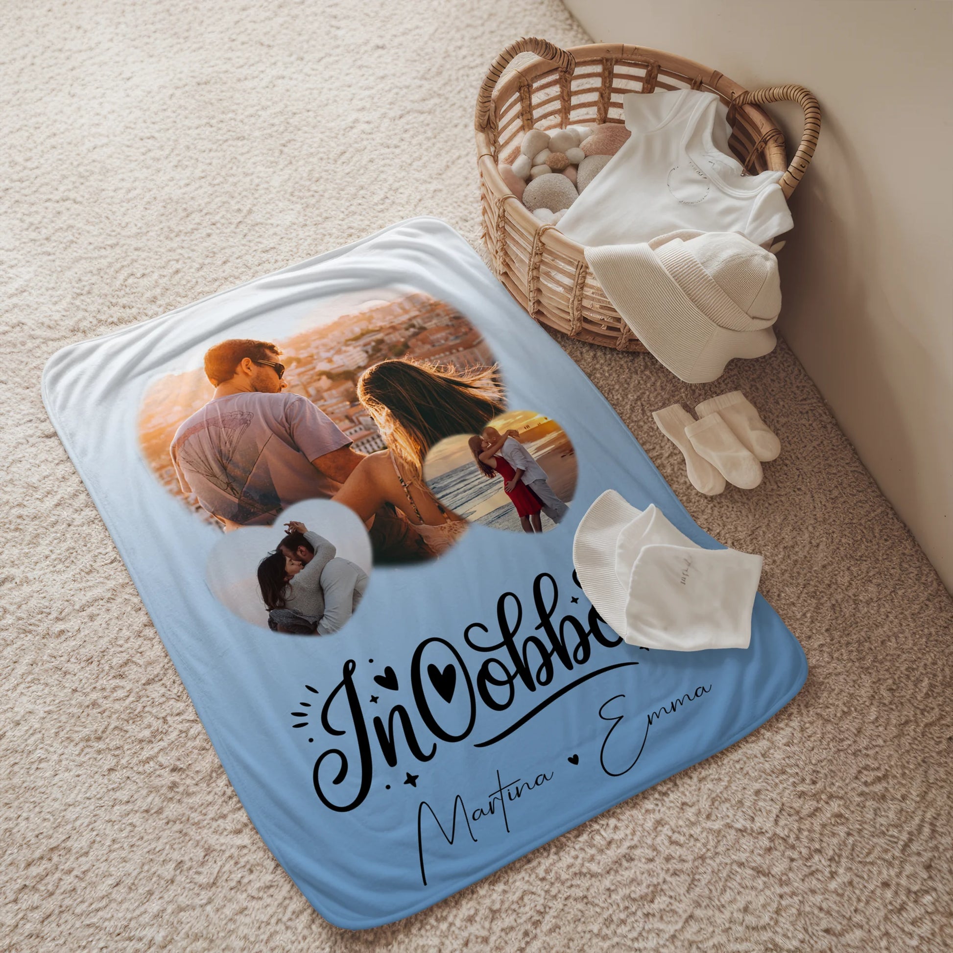 Personalisierte Decke Mit Namen 3 Herz Fotos Inħobbok Liebe auf Maltesisch für besondere Geschenke 2