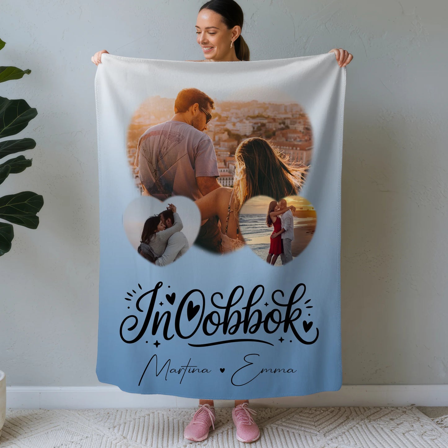 Personalisierte Decke Mit Namen 3 Herz Fotos Inħobbok Liebe auf Maltesisch für besondere Geschenke 1