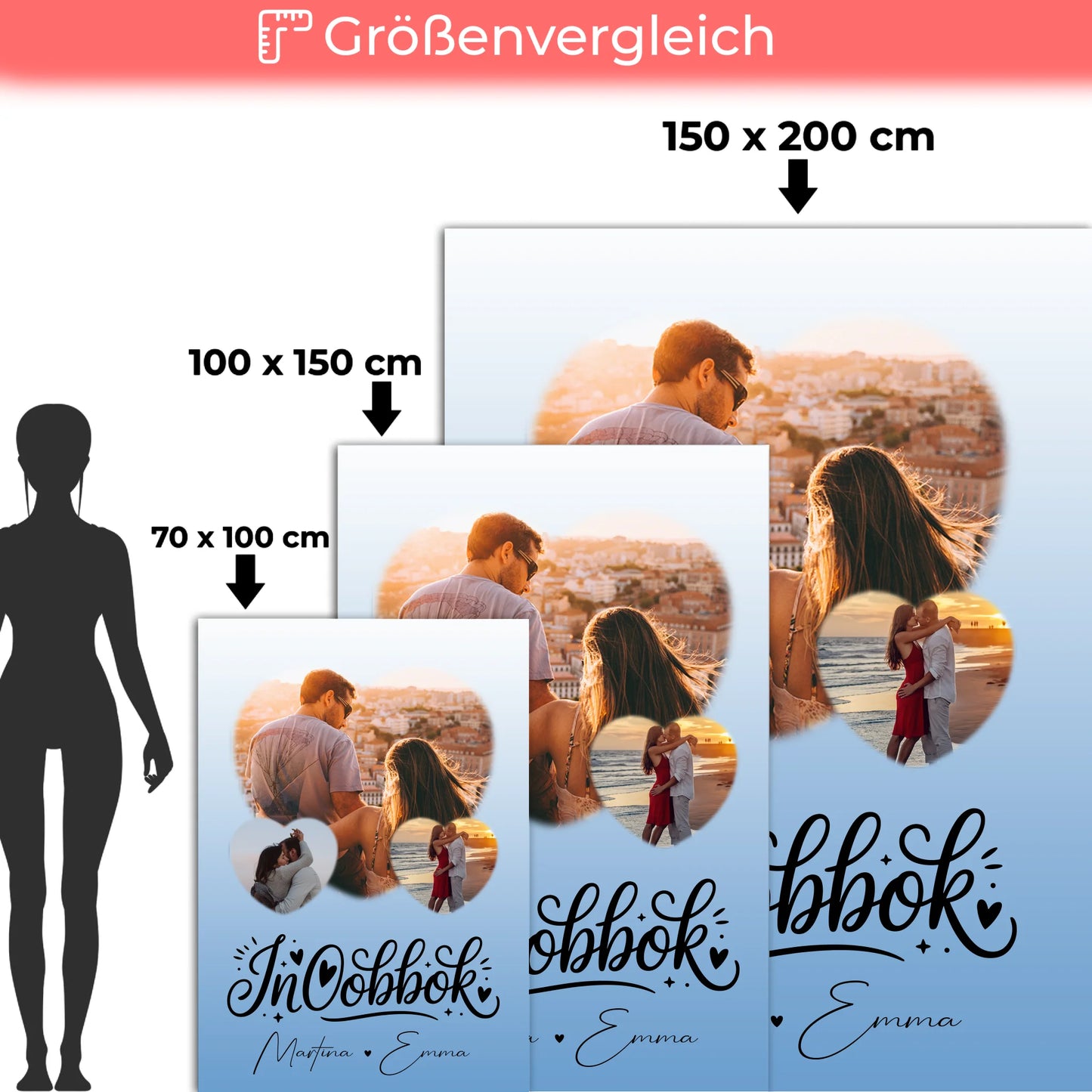 Personalisierte Decke Mit Namen 3 Herz Fotos Inħobbok Liebe auf Maltesisch für besondere Geschenke 5
